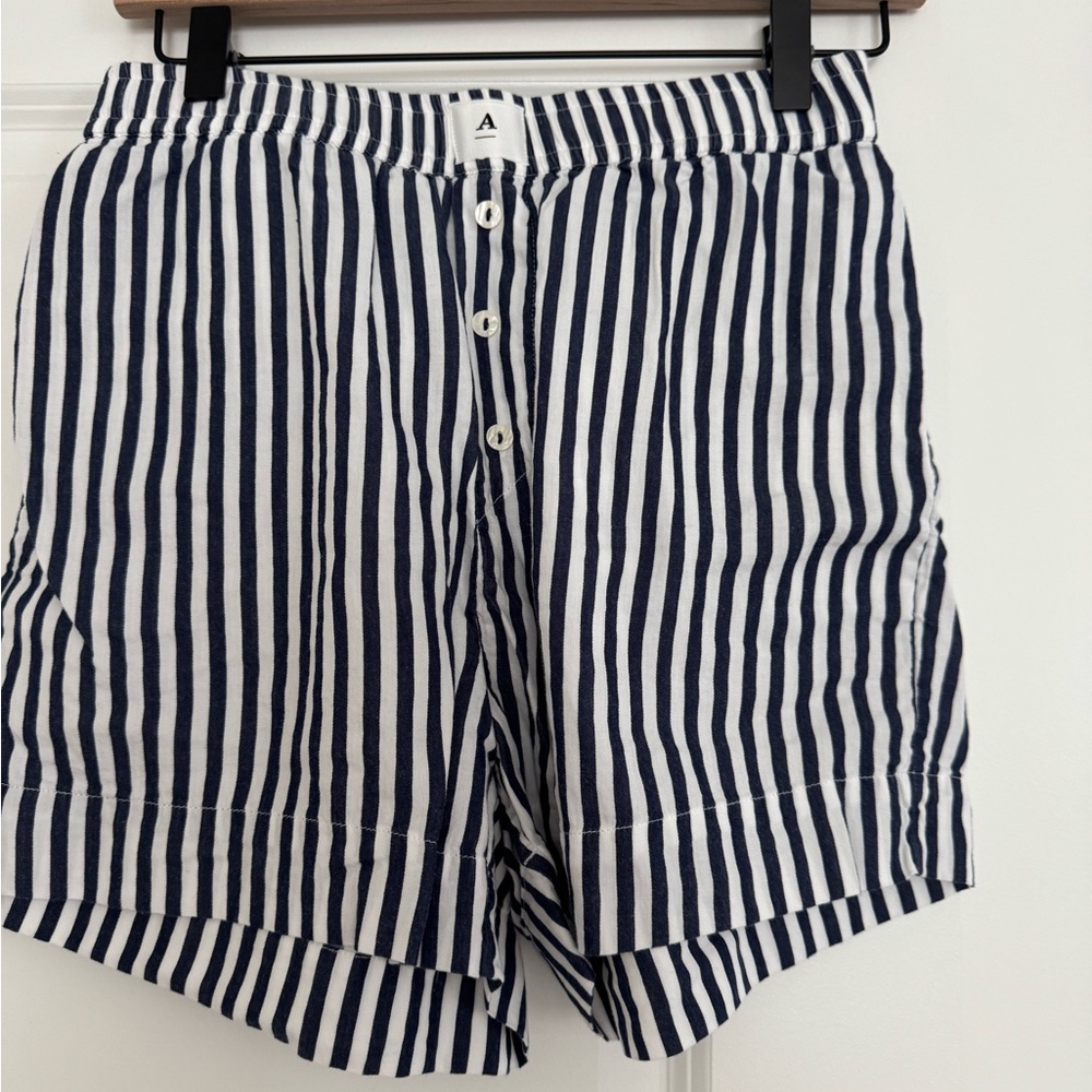Anthropologie Blue and White Stripe Boxer Shorts